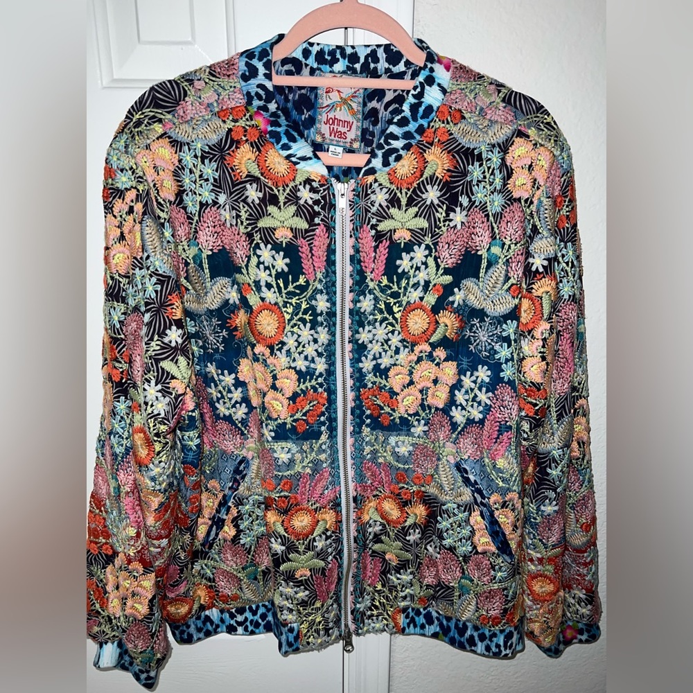 Johnny Was Limited Edition Embroidered Bomber Jacket LARGE